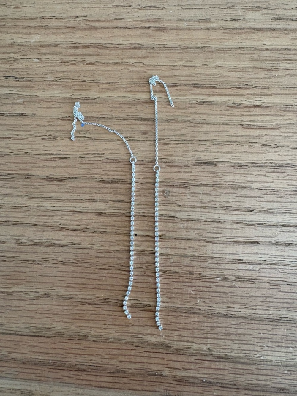 Thread Dangle Chain Earrings - Silver - Picture 2 of 2